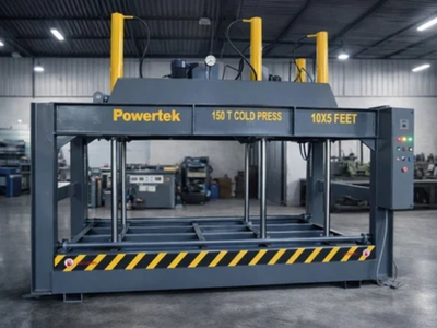 Cold press machine for lamination at Wudiqa furniture factory