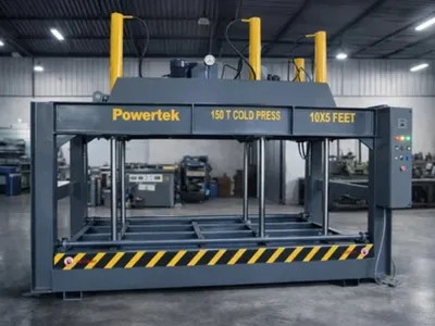 Cold press machine for lamination at Wudiqa furniture factory